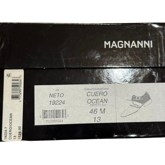 Magnanni Neto Navy / Walnut Brown Double Monk Strap Leather Shoes Sz. 13 - Picture 13 of 15